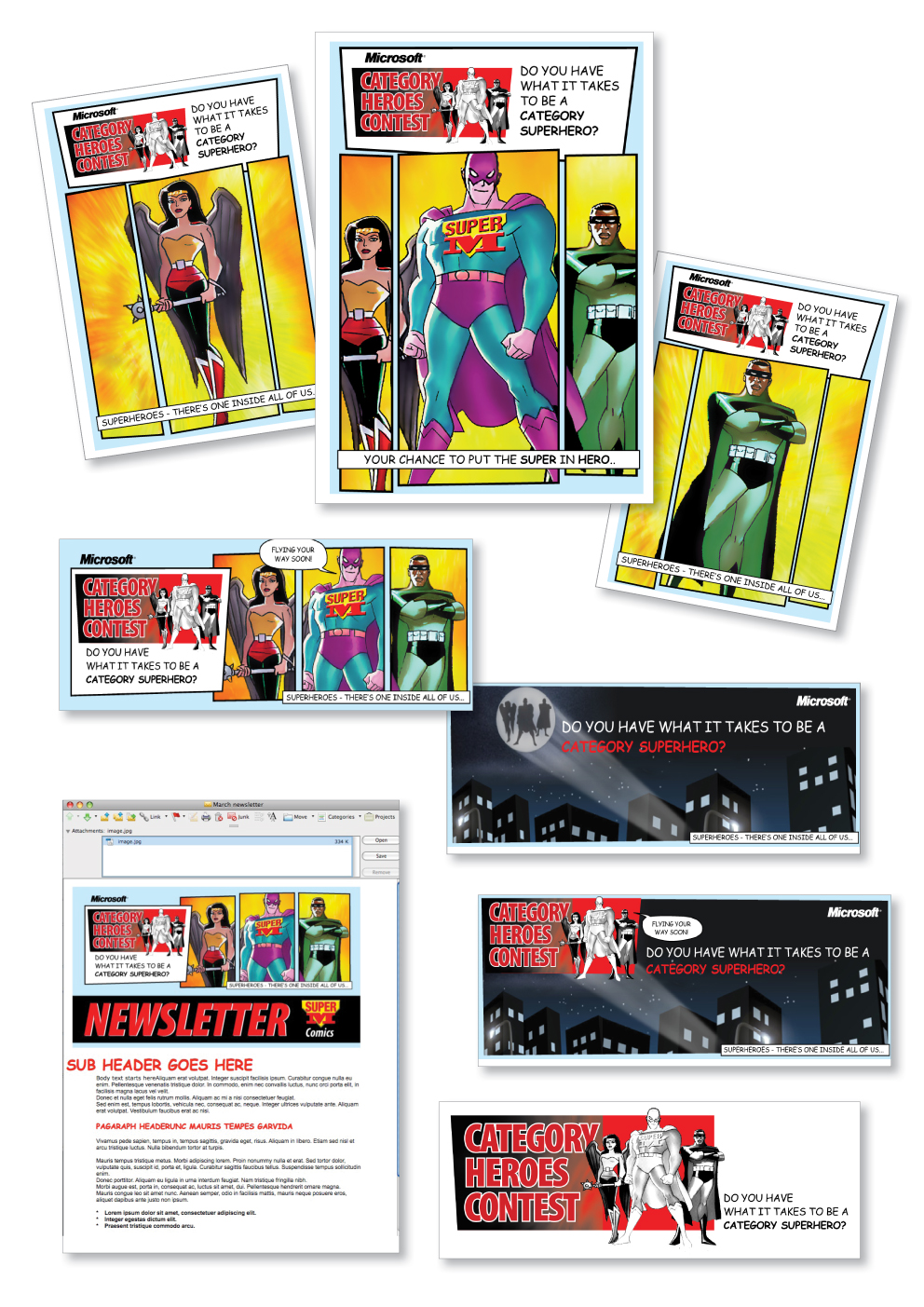 Microsoft -Incentive Scheme, Design, illustrations and layouts including digital newsletter / teaser banners