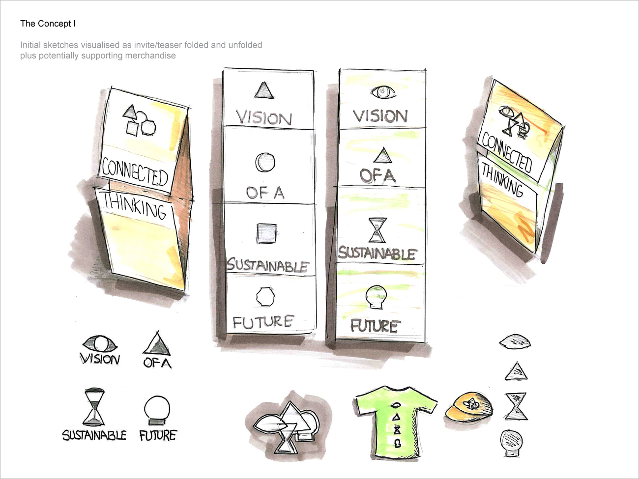 Price Waterhouse Cooper. Design and theme, presented as pencil and marker scamp