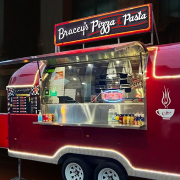 Visual showing logo design for a Pizza and Pasta food wagon