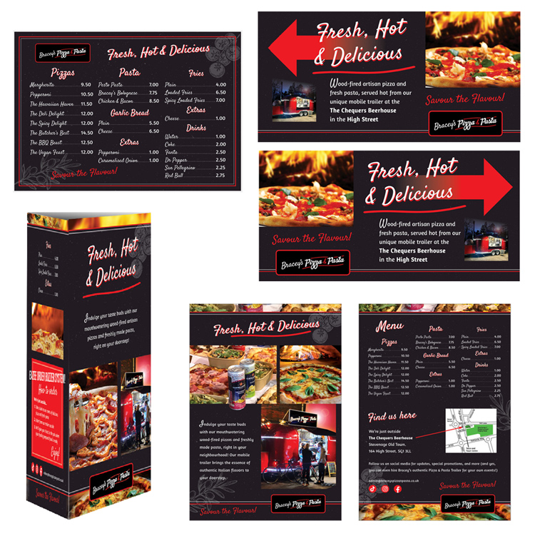 brand design visuals for Pizza and Pasta business