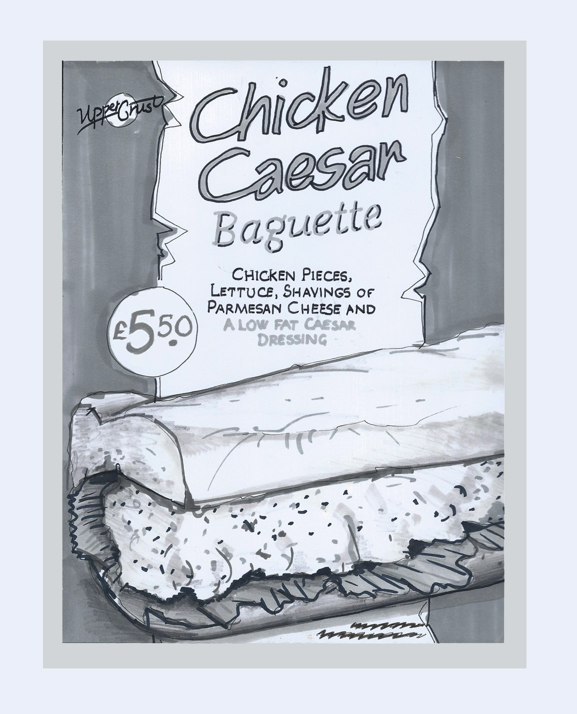 Hand drawn point of sale food poster