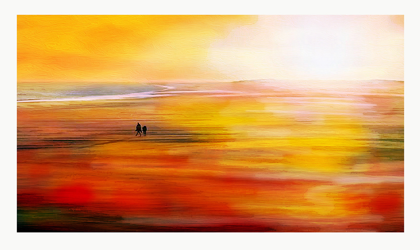 Digital pen sketch of sunset besch